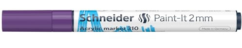 Schneider 120108 Paint-It akrylpenna (med 2 mm rund spets, hög täckande akrylfärger för trä, duk, sten och mycket mer.) 1 styck, lila