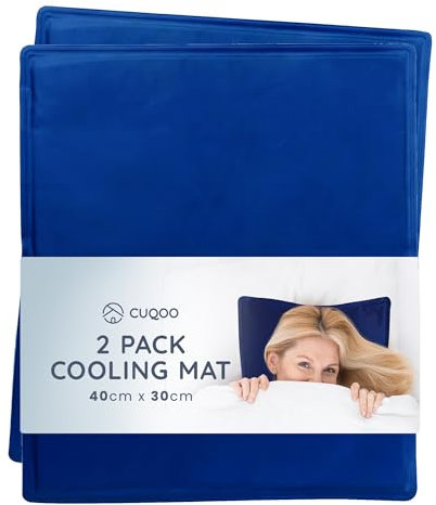 CUQOO 2 Pack Cooling Pillow Pad – Reusable Gel Cooling Pillow Insert for Hot Flushes, Night Sweats, Fever & Migraine Relief – Foldable Gel Sleep Pad for Cooler Restful Nights & Summer Comfort