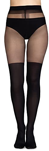 Annes Styling Collants Noirs Montants Imitation Motif Haut 20/60 Deniers, M-L