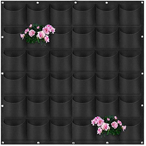 Hillylolly Fioriera Verticale da Parete, Borse per Fioriere Sospese, Tasche Feltro Piante, Fioriera Verticale, Sacchetti per Piante, Wall Grow Bag, Decorazione Giardinaggio Planter (Nero)