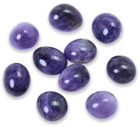Nvzi tumlade polerade naturliga ametiststenar, kristaller och helande stenar Kvartsbulk för Wicca, Reiki, helande energi, chakrastenar, trolldomstillbehör (10 st)