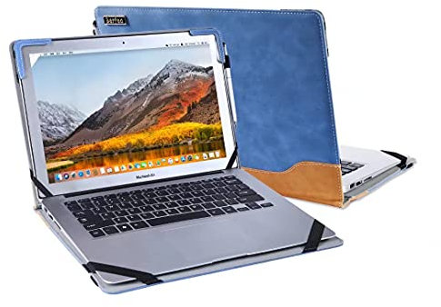 Berfea Laptop Schutzhülle PU Leder Hülle Kompatibel mit Samsung Galaxy Book 15/Pro/2 Pro/3 360/Ion/Flex/Alpha NP950/NP750 15,6 Zoll Laptop Notebook (Blau)
