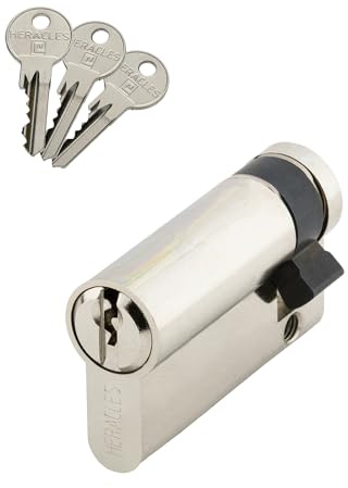 Demi-cylindre européen 5 goupilles 5G 10x55mm pour fermeture anti-panique laiton nickelé 3 clés - HERACLES - C100114