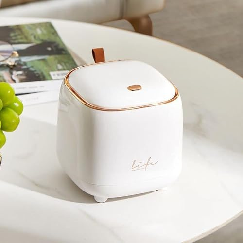 Yuzita Mini Desk bin with lid,Small Plastic Trash can for Kitchen Bathroom Office countertop,Button Desktop Waste bin,Waterproof Rubbish bin with 50 Trash Bags