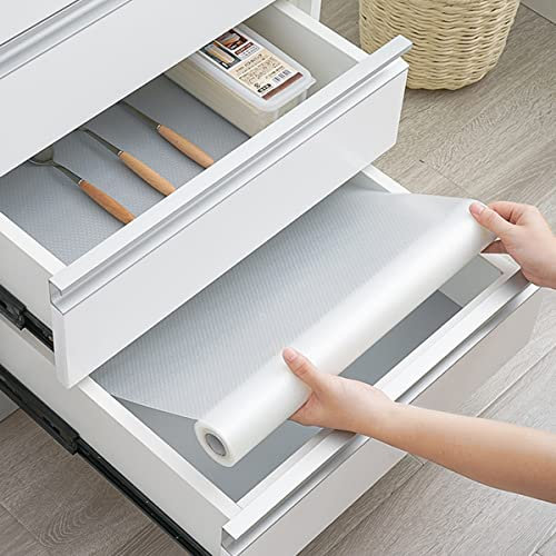 Schubladenmatte rutschfeste Eva Regaleinlagen Schubladenauskleidung Schrankeinlagen wasserdichte Kühlschrankeinlagen Für Schubladen Regale Schrank Küche Büro Freier Schnitt (Transparent, 30cm x 150cm)