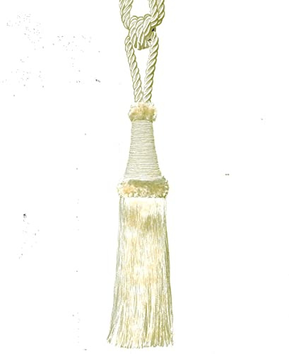Mosel Avenue Art & Gobelin Studio (DE) Raffhalter 65 cm mit Kordel Quaste 22 cm Farbe Ecru Schmuckquaste Gardinen Vorhang Gardinenhalter Quaste Halter für Gardinen Barock Design