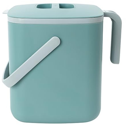 BLUE GINKGO Biomülleimer Küche – Kompostbehälter Küche mit Deckel, Griffen | Spülmaschinenfest | Hergestellt in Korea (5 Liter) – Grün