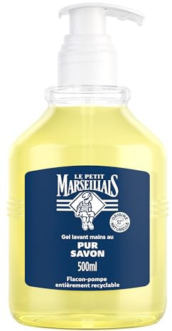 Le Petit Marseillais - Gel lavant mains au Pur Savon (flacon-pompe de 500 ml) – Savon liquide avec 92 % d'ingrédients d'origine naturelle – Savon mains au pH neutre pour la peau