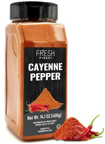 Fresh Finest Cayenne Pepper Powder 14.1 oz Bold Flavor all Natural Red Pepper Spice 50,000 SHU Heat, Commercial and Home Cooking