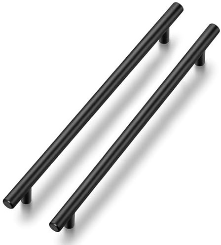 10 Pack Kitchen Cupboard Handles Black Cupboard Handles 224mm Hole Center | T-Bar Pull Shape, Smooth Grip, For Kitchen Cupboards, Cabinets, Drawers, Furniture Restyle, Bathroom Storage, Wardrobe Doors