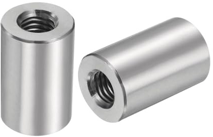 QUARKZMAN 5pcs M8 Rond Connecteur Écrous, 304 Inox Acier Accouplement Écrou 25mm/0.98 Longueur Manchon Tige Barre Goujon Écrou pour Support, M8x25x16mm