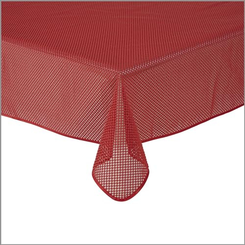 Tischdecke Gartentischdecke Karo Rot 130x160 cm Outdoor Weichschaum PVC rechteckig Terrasse Garten rutschfest wetterfest