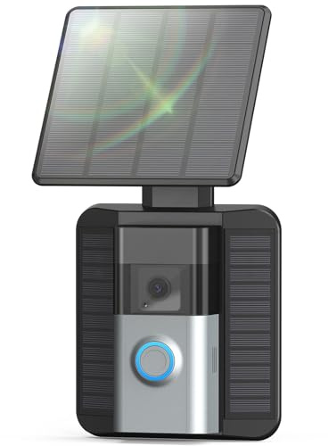 QIBOX Solar Charger Compatible with Ring Video Doorbell 4/3/3 Plus/Battery Doorbell Plus, Waterproof Continuous Solar Panel, Adjustable Panel