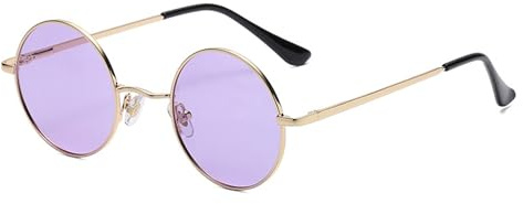WDZAYXC Retro Classic Runde polarisierte Sonnenbrille mit Metallrahmen für Herren und Damen