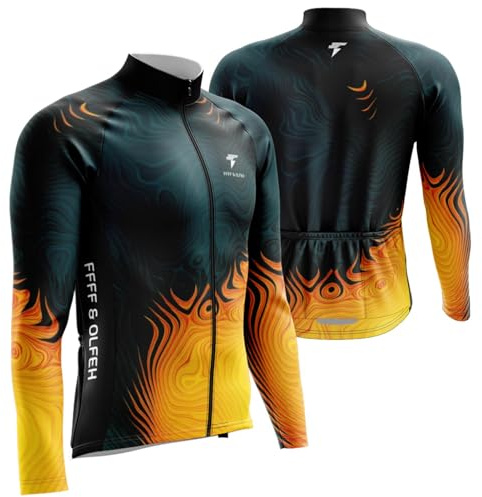 Herren Radtrikot Fahrradtrikot Langarm,Herren Winter Fahrradtrikot Langarm，Fahrradbekleidung Fahrrad Trikot T Shirt für Männer,Radtrikot - Fahrradshirt - Radshirt (17,5XL)