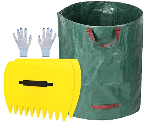 Laubrechen mit ergonomischem Griff, große Handrechen, ergonomischer Griff für den Garten – Sammlung von Laubschaufeln für Laub, Rasen und Schmutz