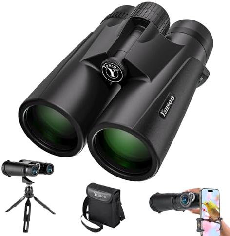 12x42 HD Fernglas für Erwachsene, High Power Ferngläser mit Stativ Telefonadapter, Klare Nachtsicht mit geringem Licht, Wasserdichtes Kompakt Feldstecher für Vogelbeobachtung Jagd Sternenbeobachtung