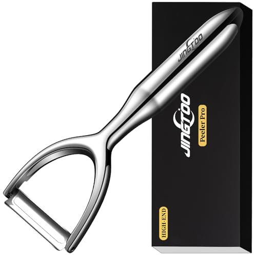 JINGTOO Vegetable Peeler Stainless Steel, Premium Potato Peelers for Kitchen, Ultra Sharp Fruit Veggie Peeler Rotary Blade, Y Shaped Apple Cucumber Ergonomic Peelers Handle - 5 Years Warranty (Plain)