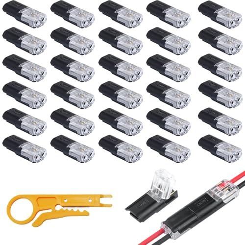 Herbst 30 connettori a 2 poli con pinza spellacavi 18 – 22 AWG, connettore per cavi per auto, camion, kayak barche