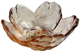 FSSTUD Glass Flower Ring Dish Small Crystal Jewelry Tray Cute Earring Dish Bowl Bathroom Jewelry Plate Bowl Small Necklace Holder Dish Decorative Trinket Bowl Modern Accent Tray Amber