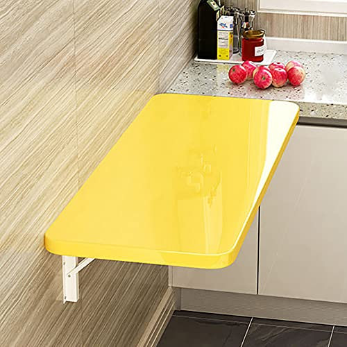 Schwebender Klapptisch zur Wandmontage, mit Blättern, Computertisch für Zuhause, Büro, Küche, Esszimmer, Gelb (100 x ...)