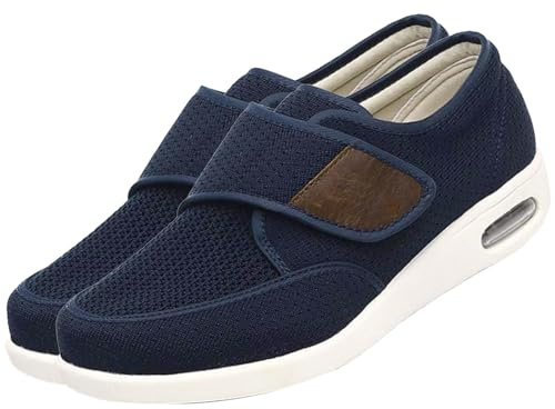 JTNZDAW Zapatillas Pie Ancho Hombre Especial Zapatos ajustables con cierre Diabeticos Ortopédicos Calzado para Pies(Blue,47 EU)
