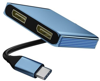 USB C to Dual DisplayPort Splitter Adapter 4K@60Hz, Dual Monitor Adapter for Extended Display with 2 DisplayPort/USB3.0/100W PD Fast Charging, Compatible with MacBook/HP/Dell/Lenovo