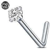 AceFun Nasenpiercing Titan für Frauen Männer 1.5mm 2mm 2.5mm 3mm Diamant L förmige Nase Stud 1 Stück G23 Titanium Stahl Nase Piercing Nostril Piercing Schmuck mit kubischem Zirkonoxid