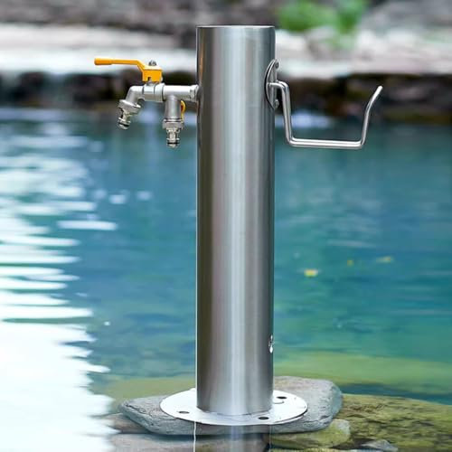 ASerZenith Colonne d'eau en Acier Inoxydable pour Robinet De Jardin, Fixation Au Sol, Fontaine Décorative, Support pour Tuyau D'Arrosage, Robinet