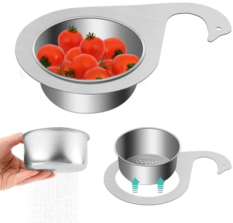 Hahhhha Stainless Steel Swan Sink Strainer Basket, Multi-Functional Removable Quick Drain Kitchen Tools, Faucet Hanging Filter Basket Corner Sink Strainer for Fruit Vegetable(Silver)