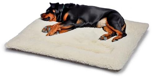British Wool Dog Bed for Dogs - Machine Washable Quilted Cage Pad with Tweed Base, Luxurious Large Dog Bed (106x71cm) - Made in England