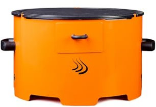 Eco Fire - Tragbarer Pelletgrill Modell Apache mit Stahlplatte Durchmesser 38 cm und Dicke 6 mm - Orange