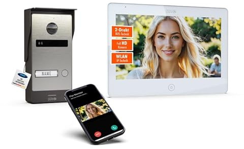 m-e ALLVISO Video Türsprechanlage, 2 Draht IP BUS, Aufputz Gegensprechanlage mit 160° Kamera und Türöffner, 10 Monitor I Handy App, Türklingel mit Kamera und Türöffner fürs 1 Familienhaus