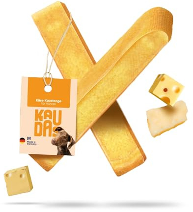 KAUDAS Knabber Kaustange Käse – 2 x M Kauknochen Hund bis 11,3 kg aus 100% getrocknetem Hartkäse, Zahnreinigende Kaustange Hund für Stressabbau & Beschäftigung – ohne künstliche Zusatzstoffe