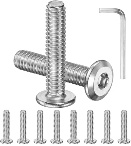 M METERXITY 10-Pack Flat Head Socket Cap Screws with Hex Key 1/4-20x1-1/4 | 304 Stainless Steel, Hex Drive Fastener Kit, for Machine, Furniture, Automobile, Marine, Full Thread UNC Hexagon Bolts