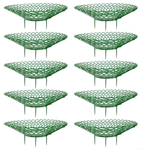 Soporte para plantas de fresa con 3 pies resistentes para cultivo de jardín, bandeja de fresas de plástico, soporte para plantas para protección de frutas, suministros de cultivo de plantas (verde, S