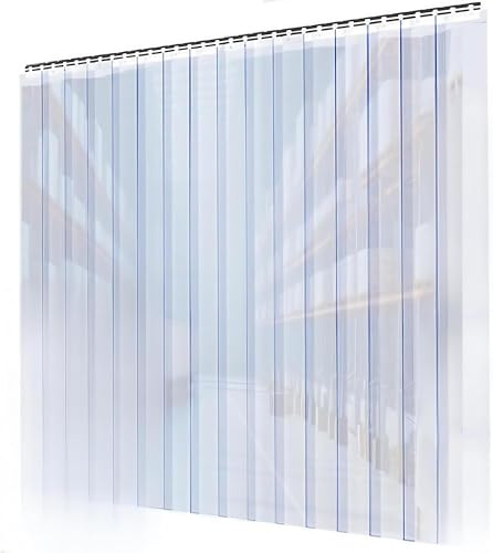 tonchean PVC Strip Curtain 220 X 90 cm Clear Curtain Strip 6Pcs Transparent Pest Control Curtain (20 x 220 cm) with 30 cm Keels 3Pcs for Pedestrian Door Chiller Coldroom Freezer Room Storage Door
