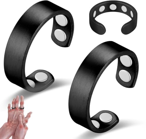 Vicmag 2Pcs Kupfer Magnetringe Damen Herren mit 9X Starken Magnet | 3,800 Gauss, 99,99% reines Kupferring, Verstellbar, Geschenkbox