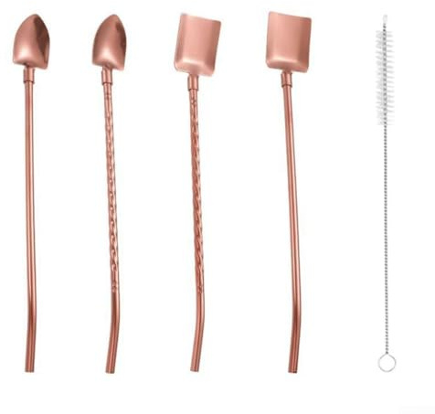 Juego de cucharas de paja de acero inoxidable 304 perfecto para recoger, remover y disfrutar de bebidas (coloridas)