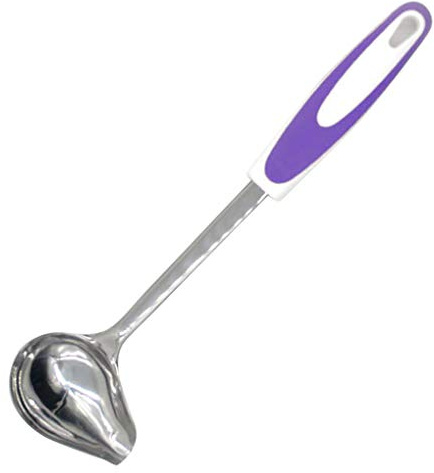 KBOLAE Mint Sauce Long Soup Ladle with Spout Stainless Steel Kitchen Serving Salad Dressing Gravy Spoon, purple