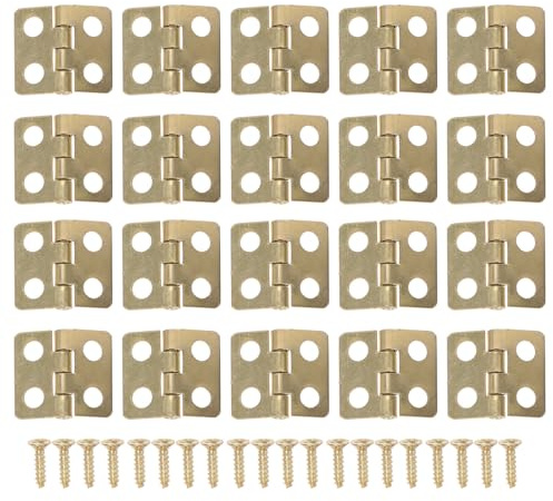 Sosoport Charnières Miniatures en Fer 12 MM Vis 50 Pièces Charnières Pliantes pour Boîtes en Bois Coffres et Tiroirs pour Meubles Accessoires de Quincaillerie