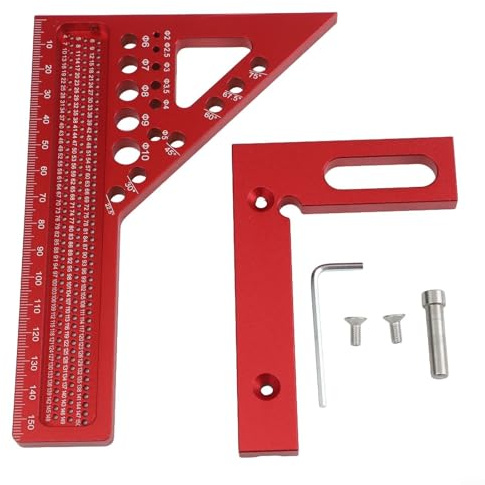 Zoegneer 3D Zimmermannswinkel Aluminiumlegierung Multi-Winkel Markierungslineal mit Grad Anreißer 22,5° 30° 45° 60° 67,5° 75° Abnehmbares metrisches Dreieck für Holzbearbeitungsingenieure DIY