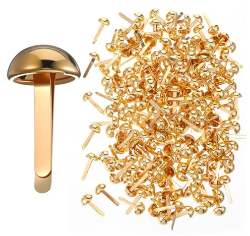 WJIAAA 200 Stück Musterbeutelklammern, Goldene Musterklammern (Gold) | Metall Rundkopfklammern Mini Reißzwecken Für Basteln, Scrapbooking, Büro, Schule Und DIY Kunstzubehör
