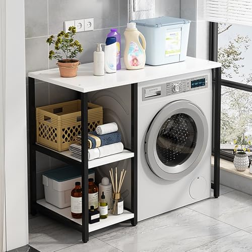 OAKVYNE Étagère de rangement pour machine à laver et sèche-linge à 3 niveaux, étagère pour sèche-linge sur machine à laver, étagère de rangement pour lave-linge (Other3,90 cm)