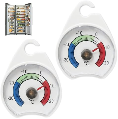 2Pcs Fridge Thermometer Uk Dial Fridge And Freezer Thermostat For Temperature Control Reusable With Hanging Hook Coloured Zones
