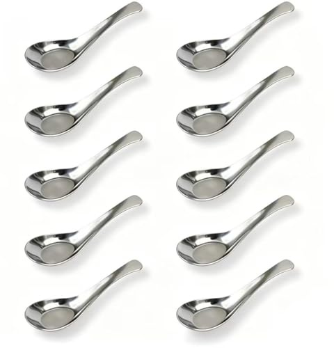 10 Stück Suppenlöffel 304 Edelstahl Löffel Asiatischer Suppenlöffel Set