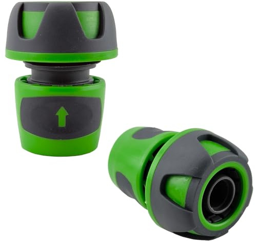 RIEGOPRO Conectores Rápidos para Manguera de Jardín – Bicomponente Antideslizante – Pack 2 Unidades (19mm, Sin Aquastop)