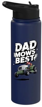 Dad Mows Best Lawn Riding Mower Stainless Steel Insulated Water Bottle