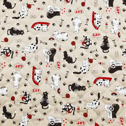 Panini Tessuti, Gesteppter Stoff Cat – Meterware – ideal für Ofenhandschuhe, Topflappen, Tischsets, Ofenabdeckungen und Zubehör
