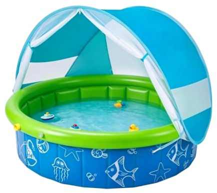 Piscina gonfiabile per bambini, giocattolo pieghevole antiscivolo con rete, piscina da nuoto, per uso all'aperto, estate, , spiaggia, giardino, cortile e viaggi